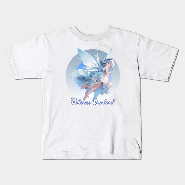 Cuteness Overload Blue Hair Fairy Girl Kids T-Shirt by PlayfulPandaDesigns